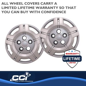 Coast to Coast Wheel Cover, 16 Inch, 5 Split Spoke, Painted, Silver, Automotive Grade ABS, Set of 4, Fits Over and Into OEM Wheel – IWC54516S