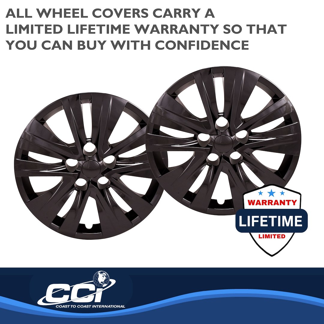Coast to Coast Wheel Cover, 16 Inch, 5 Double Spoke, Painted, Gloss Black, ABS Plastic, Set of 4, Compatible with Steel Wheels – 54616BLK