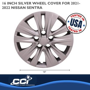 Coast to Coast Wheel Cover, 16 Inch, 5 Double Spoke, Painted, Silver, ABS Plastic, Set of 4, Compatible with Steel Wheels – 54616S