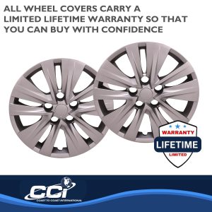 Coast to Coast Wheel Cover, 16 Inch, 5 Double Spoke, Painted, Silver, ABS Plastic, Set of 4, Compatible with Steel Wheels – 54616S