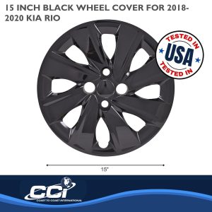 Coast to Coast Wheel Cover, 15 Inch, 8 Spoke, Painted, Gloss Black, ABS Plastic, Set of 4, Fits Over OEM Wheel – 54915BLK