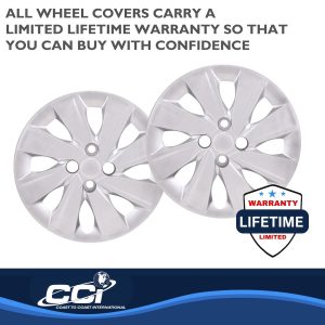 Coast to Coast Wheel Cover, 15 Inch, 8 Spoke, Painted, Silver, ABS Plastic, Set of 4, Fits Over OEM Wheel – 54915S