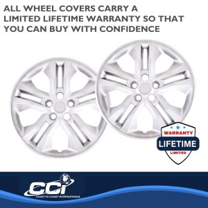Coast to Coast Wheel Cover, 17 Inch, 5 Double Spoke, Painted, Silver, Automotive Grade ABS, Set of 4 – IWC55017S