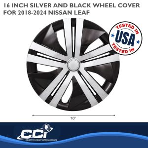 Coast to Coast Wheel Cover, 16 Inch, 10 Spoke, Painted, Black/ Silver, Automotive Grade ABS, Set of 4 – IWC55116SB
