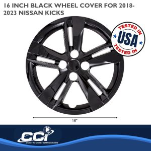 Coast to Coast Wheel Cover, 16 Inch, 5 Double Spoke, Painted, Gloss Black, Automotive Grade ABS, Set of 4 – IWC55216BLK