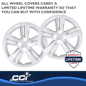 Coast to Coast Wheel Cover, 16 Inch, 5 Double Spoke, Painted, Silver, Automotive Grade ABS, Set of 4 – IWC55216S