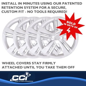 Coast to Coast Wheel Cover, 16 Inch, 5 Double Spoke, Painted, Silver, Automotive Grade ABS, Set of 4 – IWC55216S
