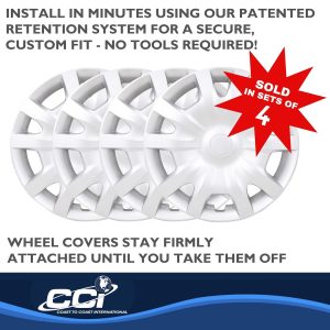 Coast to Coast Wheel Cover, 16 Inch, 10 Spoke, Painted, Silver, Automotive Grade ABS, Set of 4 – IWC55316S