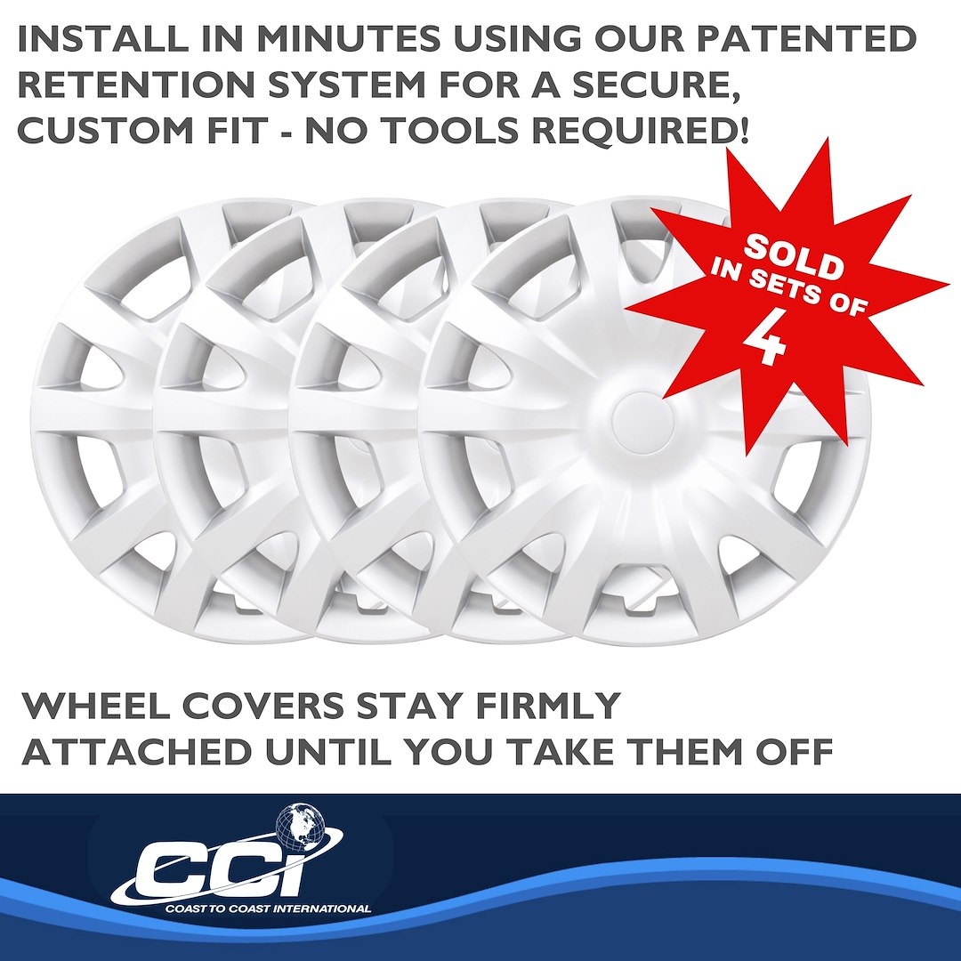 Coast to Coast Wheel Cover, 16 Inch, 10 Spoke, Painted, Silver, Automotive Grade ABS, Set of 4 – IWC55316S