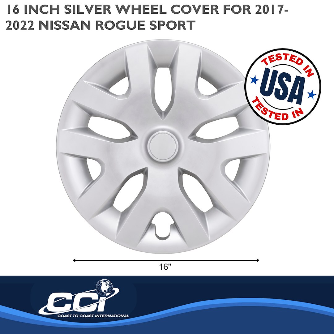 Coast to Coast Wheel Cover, 16 Inch, 5 Y Spoke, Painted, Silver, Automotive Grade ABS, Set of 4, Fits Over OEM Steel Wheel – IWC55416S