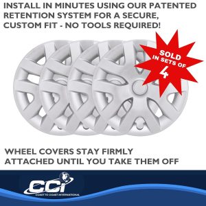 Coast to Coast Wheel Cover, 16 Inch, 5 Y Spoke, Painted, Silver, Automotive Grade ABS, Set of 4, Fits Over OEM Steel Wheel – IWC55416S