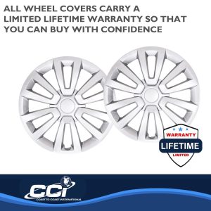 Coast to Coast Wheel Cover, 16 Inch, 12 Spoke, Painted, Silver, Automotive Grade ABS, Set of 4 – IWC55516S