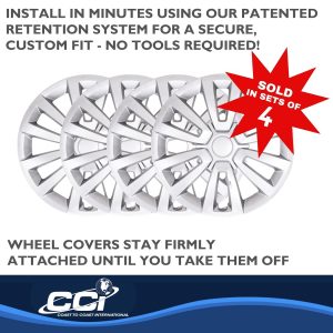 Coast to Coast Wheel Cover, 16 Inch, 12 Spoke, Painted, Silver, Automotive Grade ABS, Set of 4 – IWC55516S