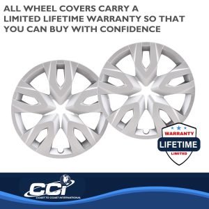 Coast to Coast Wheel Cover, 17 Inch, 7 Double Spoke, Painted, Silver, Automotive Grade ABS, Set of 4 – IWC55617S