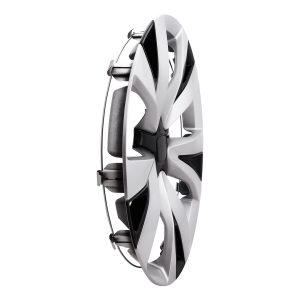 Coast to Coast Wheel Cover, 16 Inch, 5 V Spoke, Painted, Gloss Black/ Silver, Automotive Grade ABS, Set of 4, Fits Over OEM Steel Wheel – IWC55916SB