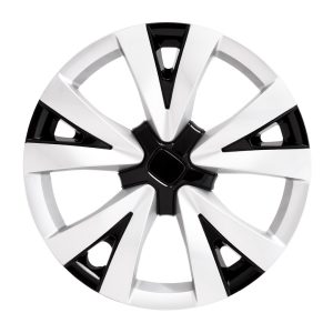 Coast to Coast Wheel Cover, 16 Inch, 5 V Spoke, Painted, Gloss Black/ Silver, Automotive Grade ABS, Set of 4, Fits Over OEM Steel Wheel – IWC55916SB