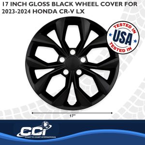 Coast to Coast Wheel Cover, 17 Inch, 10 Spokes, Painted, Black, ABS Plastic, Set of 4, Fits Over OEM Wheel – 56217BLK