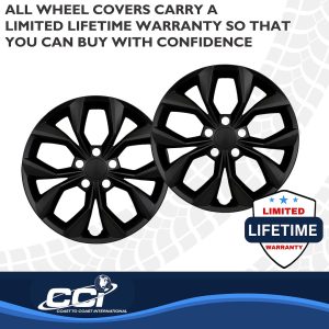 Coast to Coast Wheel Cover, 17 Inch, 10 Spokes, Painted, Black, ABS Plastic, Set of 4, Fits Over OEM Wheel – 56217BLK