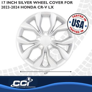 Coast to Coast Wheel Cover, 17 Inch, 10 Spokes, Painted, Silver, ABS Plastic, Set of 4, Fits Over OEM Wheel – 56217S