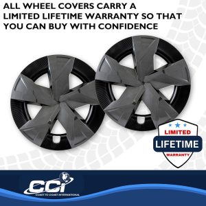 Coast to Coast Wheel Cover, 17 Inch, 5 Spokes, Painted, Charcoal/ Black, ABS Plastic, Set of 4, Fits Over OEM Wheel – 56317CB