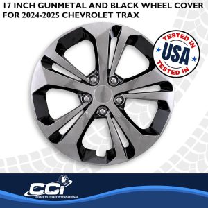 Coast to Coast Wheel Cover, 17 Inch, 10 Spokes, Painted, Gun Metal, ABS Plastic, Set of 4, Fits Over OEM Wheel – 56417GB
