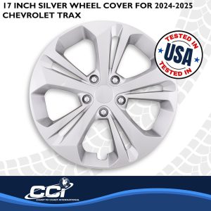 Coast to Coast Wheel Cover, 17 Inch, 10 Spokes, Painted, Silver, ABS Plastic, Set of 4, Fits Over OEM Wheel – 56417S