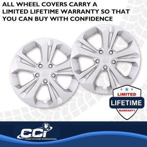 Coast to Coast Wheel Cover, 17 Inch, 10 Spokes, Painted, Silver, ABS Plastic, Set of 4, Fits Over OEM Wheel – 56417S