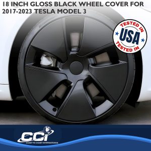 Coast to Coast Wheel Cover, 18 Inch, 5 Spoke, Painted, Gloss Black, Plastic, Set of 4, Fits Over OEM Steel Wheel – 56518BLK
