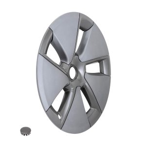 Coast to Coast Wheel Cover, 18 Inch, 5 Spoke, Painted, Silver/ Charcoal, Plastic, Set of 4, Fits Over OEM Steel Wheel – 56518SC