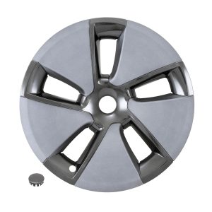 Coast to Coast Wheel Cover, 18 Inch, 5 Spoke, Painted, Silver/ Charcoal, Plastic, Set of 4, Fits Over OEM Steel Wheel – 56518SC