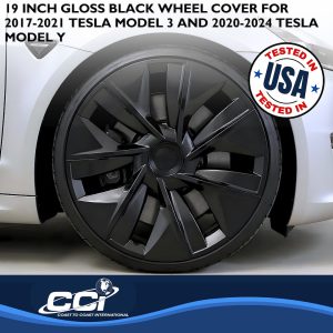 Coast to Coast Wheel Cover, 19 Inch, 7 Spoke, Painted, Gloss Black, Plastic, Set of 4, Fits Over OEM Steel Wheel – 56619BLK