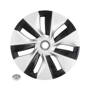 Coast to Coast Wheel Cover, 19 Inch, 7 Spoke, Painted, Silver/ Charcoal, Plastic, Set of 4, Fits Over OEM Steel Wheel – 56619SC