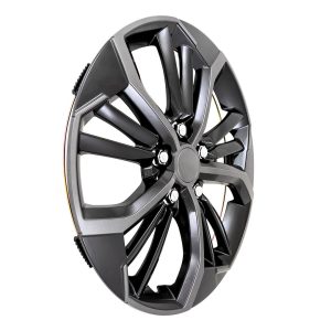 Coast to Coast Wheel Cover, 16 Inch, 5 V Spokes, Painted, Charcoal/ Gloss Black, ABS Plastic, Set of 4, Fits Over OEM Wheel – 56716CB