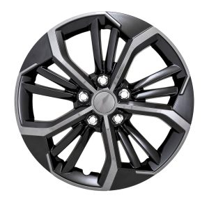 Coast to Coast Wheel Cover, 16 Inch, 5 V Spokes, Painted, Charcoal/ Gloss Black, ABS Plastic, Set of 4, Fits Over OEM Wheel – 56716CB