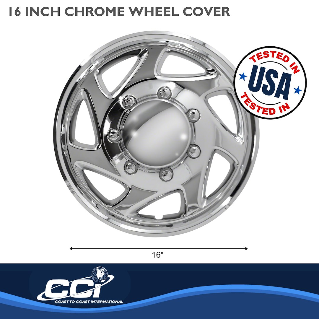 Coast to Coast Wheel Cover, 16 Inch, Chrome Plated, Plastic, Set of 4, Spring Steel Clip – IWC9416AC