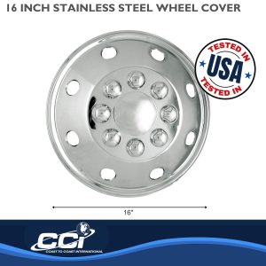 Coast to Coast Wheel Cover, 16 Inch, Stainless Steel, Set of 4 – IWCAL160SS
