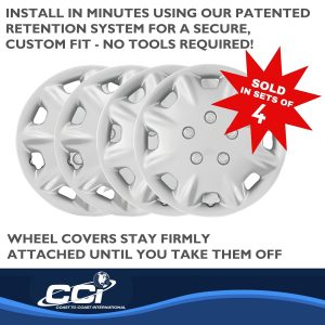 Coast to Coast Wheel Cover, 15 Inch, 8 Hole, Silver, Plastic, Set of 4 – IWCB809415S