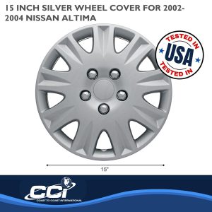 Coast to Coast Wheel Cover, 15 Inch, 9 Spoke, Silver, Plastic, Set of 4, Standard Leg – IWCB811115S