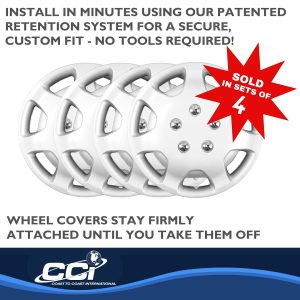Coast to Coast Wheel Cover, 14 Inch, 7 Hole, Silver, Plastic, Set of 4, Standard Leg – IWCB86314S