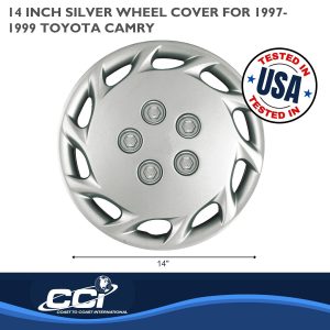 Coast to Coast Wheel Cover, 14 Inch, 10 Hole, Silver, Plastic, Set of 4, Standard Leg – IWCB87714S