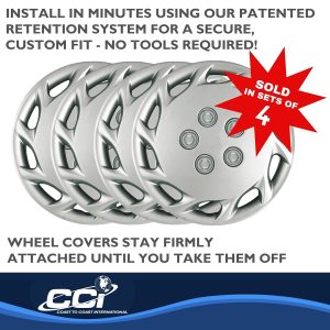 Coast to Coast Wheel Cover, 14 Inch, 10 Hole, Silver, Plastic, Set of 4, Standard Leg – IWCB87714S