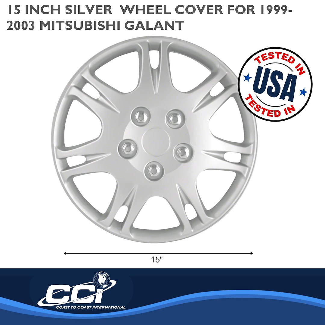 Coast to Coast Wheel Cover, 15 Inch, 7 Double Spoke, Silver, Plastic, Set of 4, Standard Leg – IWCB881315S