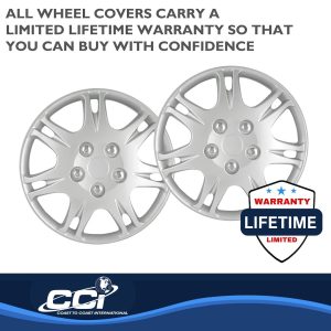 Coast to Coast Wheel Cover, 15 Inch, 7 Double Spoke, Silver, Plastic, Set of 4, Standard Leg – IWCB881315S