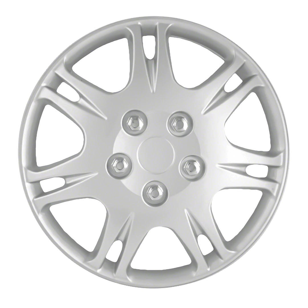 Coast to Coast Wheel Cover, 15 Inch, 7 Double Spoke, Silver, Plastic, Set of 4, Standard Leg – IWCB881315S
