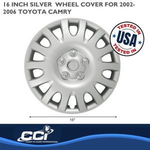 Coast to Coast Wheel Cover, 16 Inch, 14 Spoke, Silver, Plastic, Set of 4, Standard Leg – IWCB883916S
