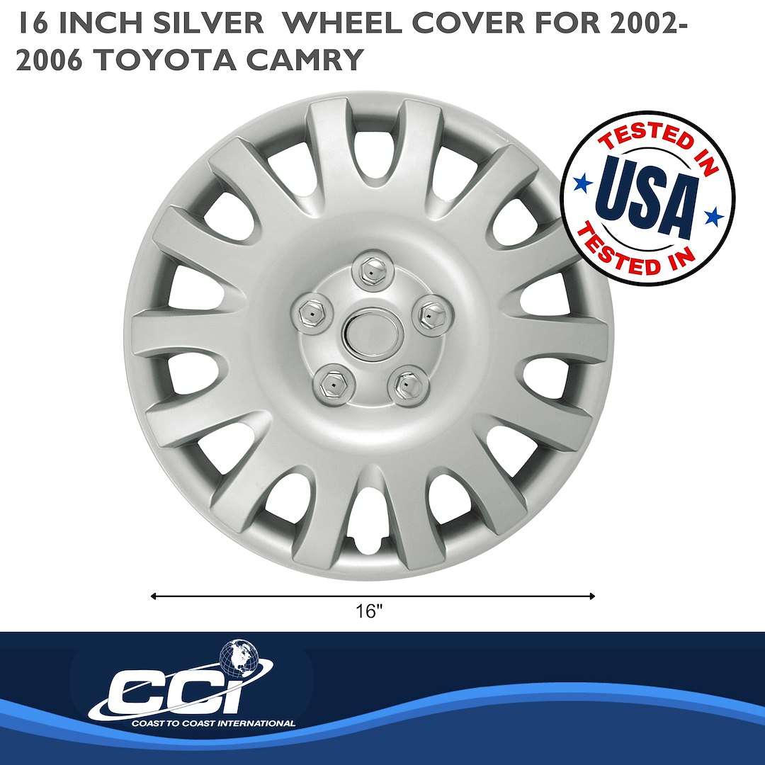 Coast to Coast Wheel Cover, 16 Inch, 14 Spoke, Silver, Plastic, Set of 4, Standard Leg – IWCB883916S