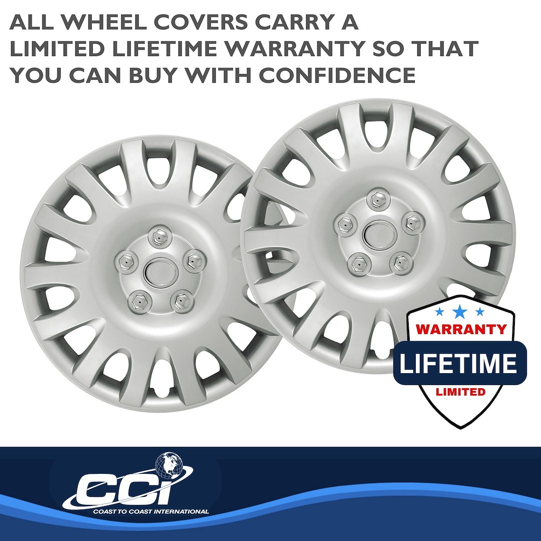 Coast to Coast Wheel Cover, 16 Inch, 14 Spoke, Silver, Plastic, Set of 4, Standard Leg – IWCB883916S