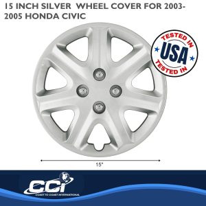Coast to Coast Wheel Cover, 15 Inch, 7 Spoke, Silver, Plastic, Set of 4, Standard Leg – IWCB890215S