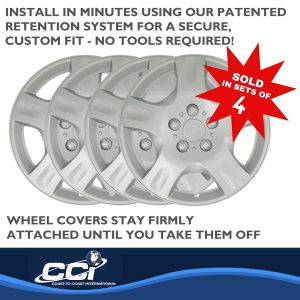 Coast to Coast Wheel Cover, 16 Inch, 5 Spoke, Silver, Plastic, Set of 4, Standard Leg – IWCB94216S