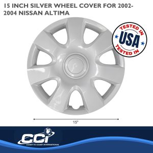 Coast to Coast Wheel Cover, 15 Inch, 7 Spoke, Silver, Plastic, Set of 4, Standard Leg – IWCB94415S